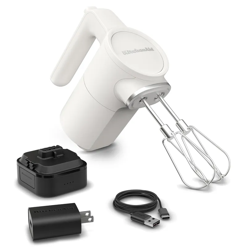 KitchenAid Go Cordless Hand Mixer, Metal - KHMR762, Porcelain White