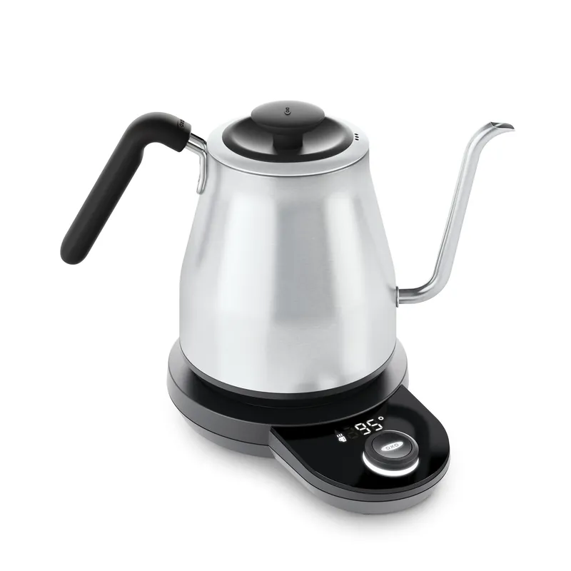 OXO Brew Gooseneck Electric Kettle – Hot Water Kettle, Pour Over Coffee & Tea Kettle, Adjustable Temperature, Built-In Brew Timer, Stainless Steel, 1L