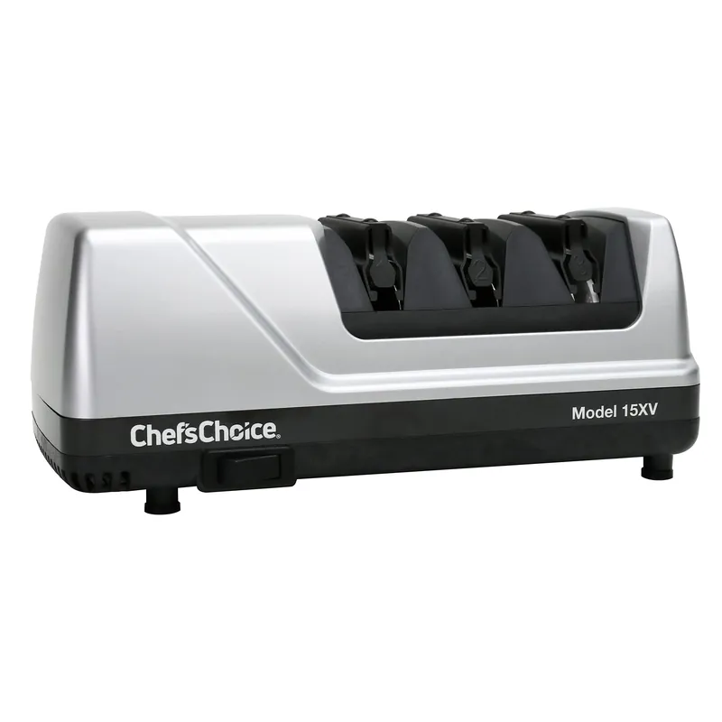 Chef’sChoice 15XV EdgeSelect Professional Electric Knife Sharpener with 100-Percent Diamond Abrasives and Precision Angle Guides for Straight Edge and Serrated Knives, 3-Stage, Gray