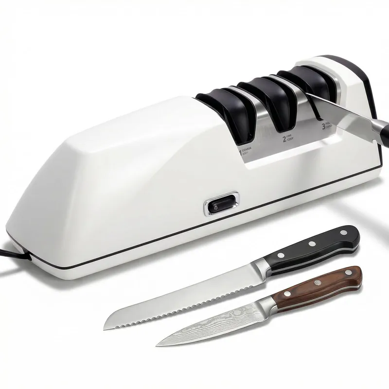 USELUCK Electric Knife Sharpener, Professional 3-Stage High-Grit Diamond Sharpening System for Precision Grinding, Sharpening,Polishing, Designed for Straight & Ceramic Kitchen Knives