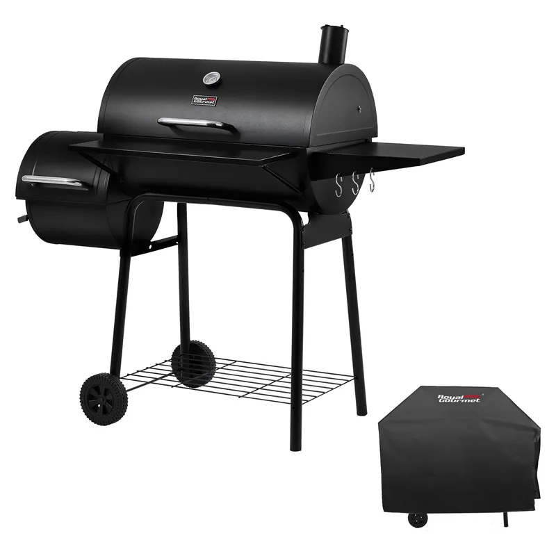 Royal Gourmet CC1830SC Charcoal Grill Offset Smoker with Cover, 823 Square Inches, Black, Perfect for Backyard Cooking, Outdoor Camping