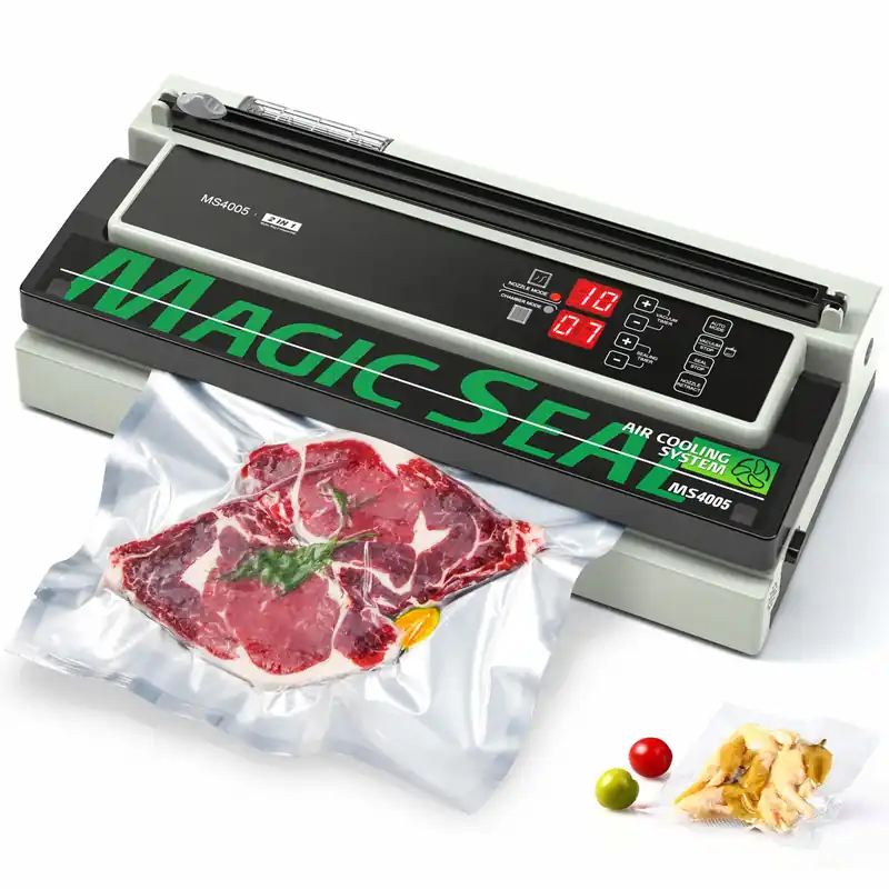MAGIC SEAL 16‘‘ Commercial Vacuum Sealer Machine, Meat Sealer Vacuum Packing Machine with Double Pump and Auto Cooling System, Sealing and Vacuum Time Control, Compatible with Mylar Bags