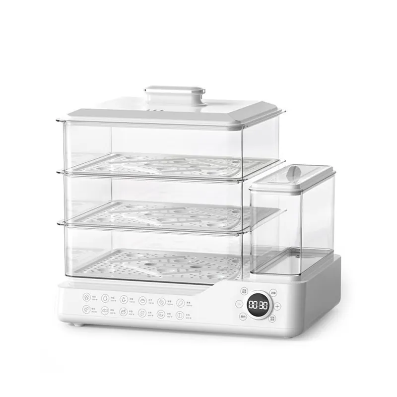 HMWOKPOT 24L Electric Steamer for Cooking, 3 Tier Food Steamer Vegetable Steamer with Baskets, 12H Booking, Independent Water Tank for Vegetables and Seafood