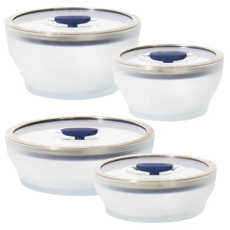 Anyday 8-Pc Microwave Cookware & Glass Food Storage Set with Glass Lids Plastic-Free Containers Stackable Airtight Steamer with Vented Lid for Microwave-Safe Reheating & Steaming Vegetables, Rice