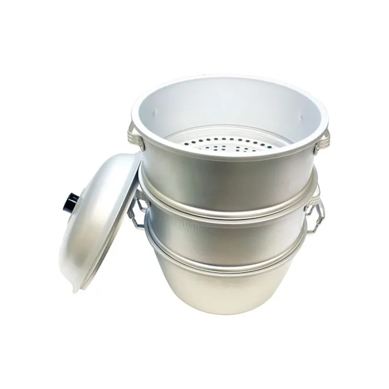 TrueCraftware- 13" x 19-1/2" Aluminum 3 Tier Steamer Set 3/8” hole size- Steamer for Cooking Pot Food Steam Pots with Lid for Cooking Vegetables Seafood Soups Stews and Pasta