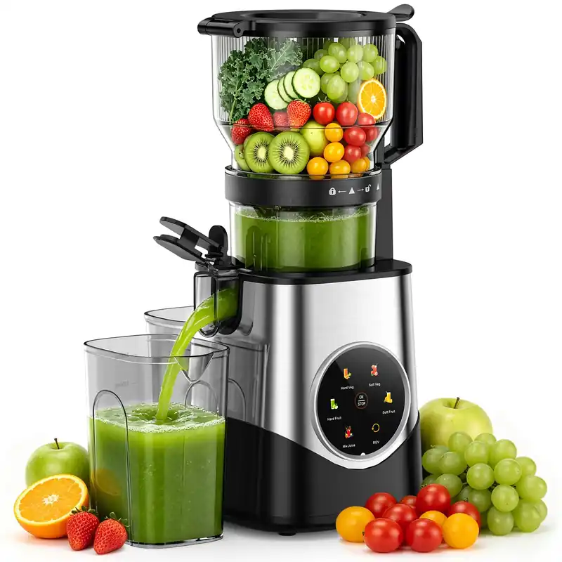 COWSAR Juicer Machines with 6.1" Large Chute, Cold Press Juicer for Whole Fruits & Vegetables, Easy to Clean, High Juice Yield, Home Juicer for Makes Juice, Nut Milk