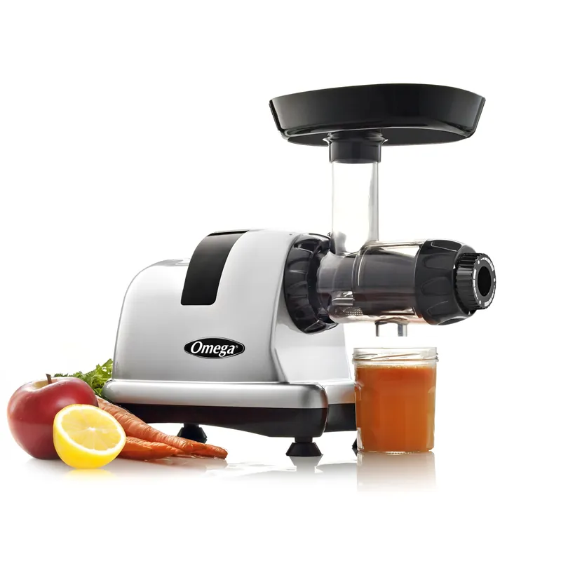 Omega Cold Press Juicer Machine, Vegetable and Fruit Juice Extractor and Nutrition System Makes Nut Milks Baby Food and Sorbets, Triple-Stage 80-RPM Slow Masticating Juicer, 200-Watts, Silver