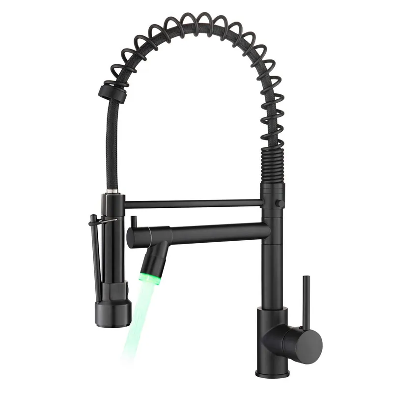 AIMADI Kitchen Faucet,Black Kitchen Faucet,Commercial Faucet with Sprayer Single Handle Single Hole Spring Kitchen Sink Faucet,Matte Black