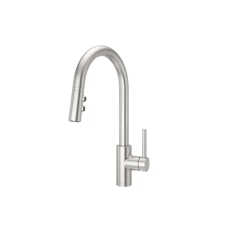 Pfister Stellen Kitchen Faucet with Pull Down Sprayer Single Handle High Arc Stainless Steel Finish 3 Water Settings Modern Sink Faucet for 1 or 3 Hole Installation LG529SAS
