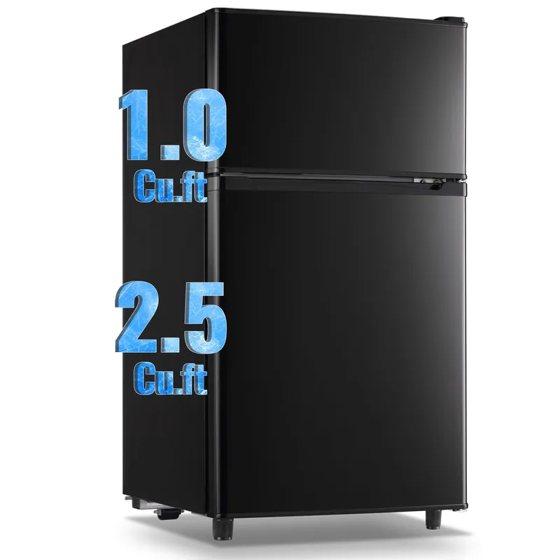 WANAI 3.5 Cu.Ft Mini Fridge Compact Refrigerator with Freezer, 7 Level Adjustable Thermostat Removable Shelves Small Refrigerator for Office Dorm Apartment Matte Black