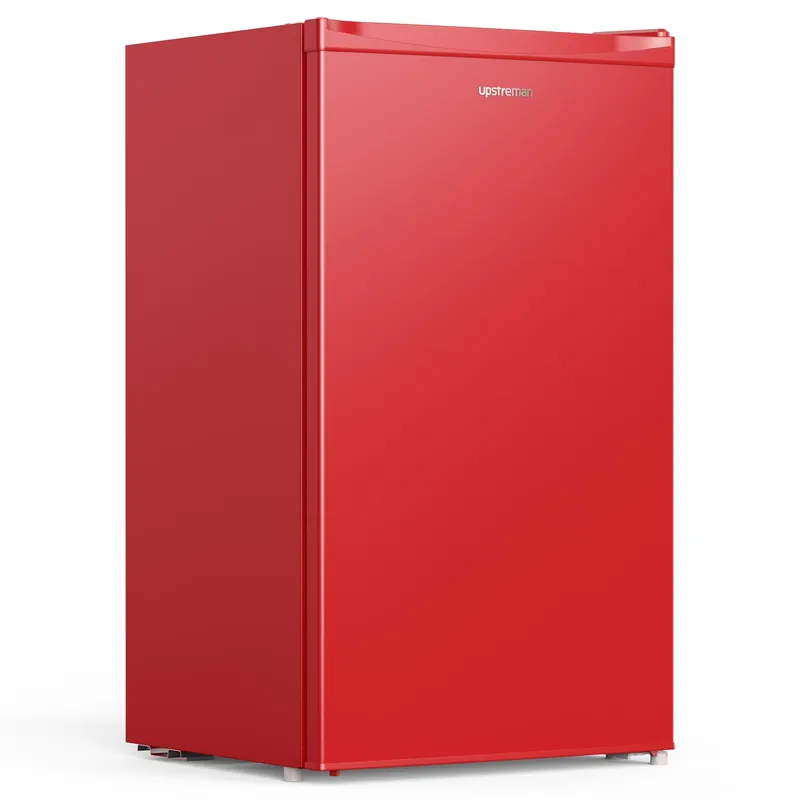 Upstreman 3.2 Cu.Ft Mini Fridge with Freezer, Single Door, Dorm Fridge, Adjustable Thermostat, Refrigerator for Dorm, Office, Bedroom, Red-BR321