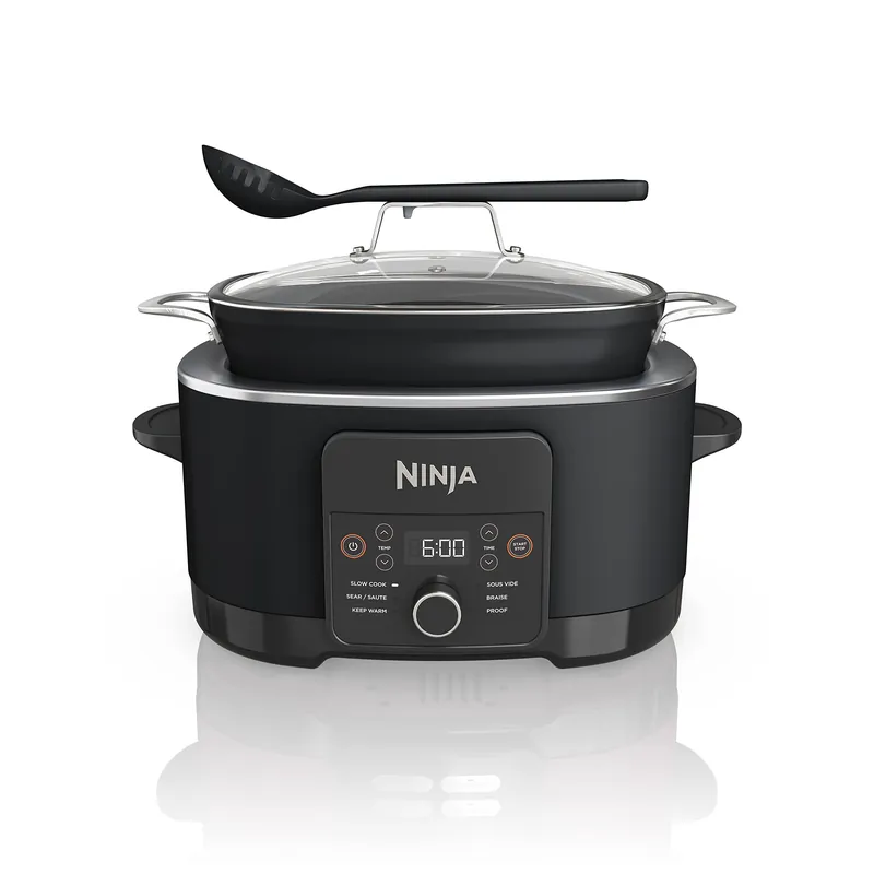 Ninja® 12-in-1 PossibleCooker™ PLUS 8.5-qt - Sous Vide & Proof Multi-Cooker Slow Cooker, Dutch Oven & More Glass Lid & Integrated Spoon Nonstick Oven Safe Pot to 500°F Black MC1010