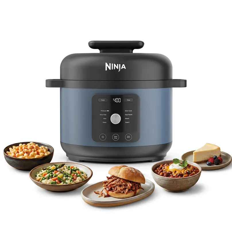 Ninja HyperHeat 9-in-1 Electric Pressure Cooker 6.5 Qt Multi Cooker with Sear/Sauté, Slow Cooker, Rice Cooker, Sous Vide 1200W Fast Cooking, PFAS-Free Pot Blue Macaron PC201