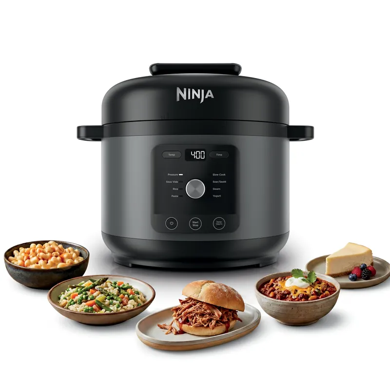Ninja HyperHeat 9-in-1 Electric Pressure Cooker 6.5 Qt Multi Cooker with Sear/Sauté, Slow Cooker, Rice Cooker, Sous Vide 1200W Fast Cooking, PFAS-Free Pot Dark Gray PC201GY