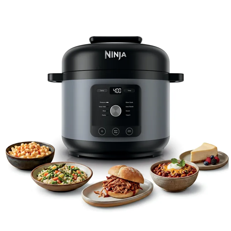Ninja HyperHeat 9-in-1 Electric Pressure Cooker 6.5 Qt Multi Cooker with Sear/Sauté, Slow Cooker, Rice Cooker, Sous Vide 1200W Fast Cooking, PFAS-Free Pot Stone Purple PC201SP