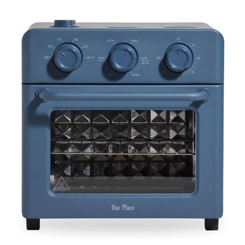 Our Place Wonder Oven 6-in-1 Stainless Steel Air Fryer Toaster Oven Combo with Basket, Rack, Pan & Tray Compact 13 QT Countertop Capacity - Toast, Roast, Bake, Reheat, Broil & Steam Blue Salt