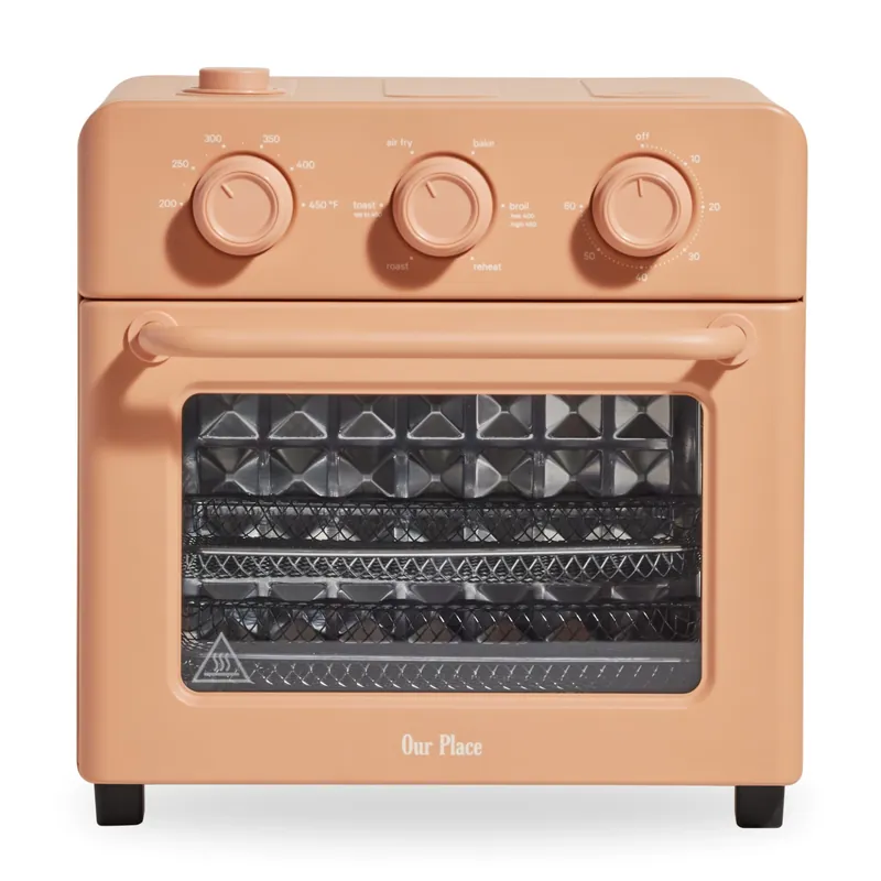 Our Place Wonder Oven 6-in-1 Stainless Steel Air Fryer Toaster Oven Combo with Basket, Rack, Pan & Tray Compact 13 QT Countertop Capacity - Toast, Roast, Bake, Reheat, Broil & Steam Spice