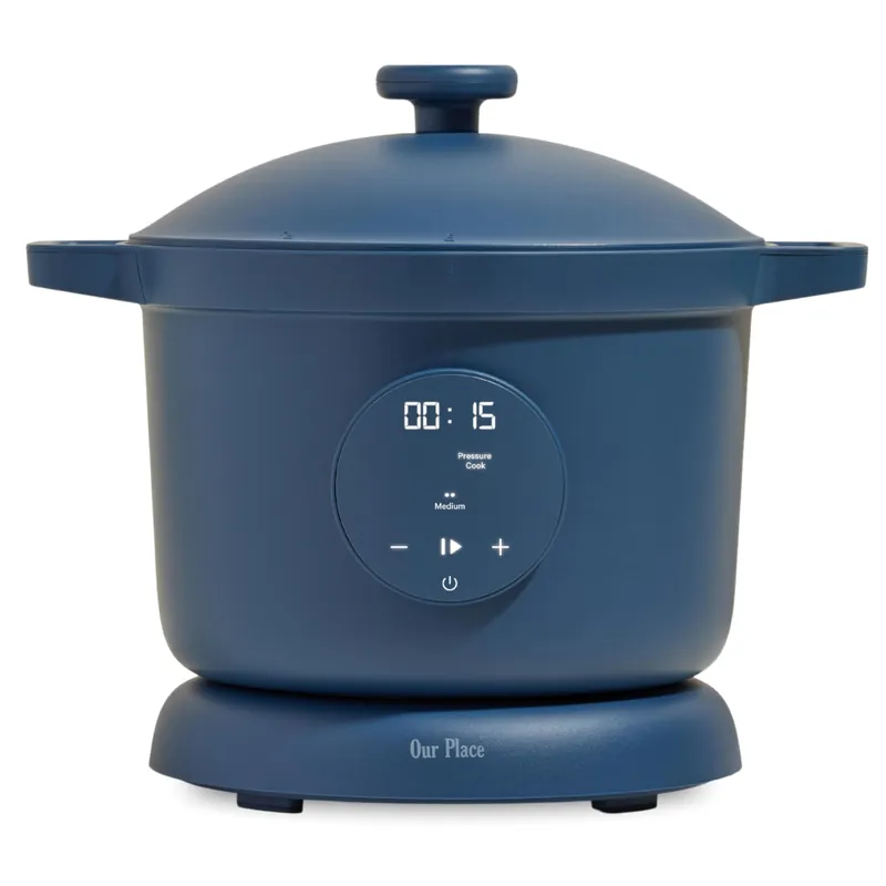 Our Place Dream Cooker 6 Qt Ceramic Nonstick Multicooker & Pressure Cooker with Touchscreen Controls & Auto Steam Release 4 Modes Pressure Cook, Sauté/Sear, Slow Cook & Warm Blue Salt