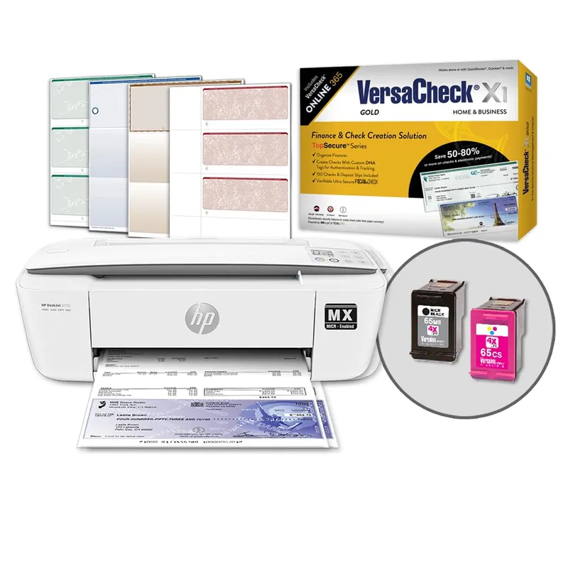 VersaCheck HP DeskJet 3755 MX MICR Check Printer and VersaCheck Gold Check Printing Software Bundle