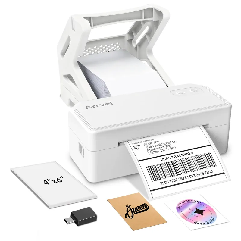 Bluetooth Thermal Label Printer with Stand, Wireless 4x6 Shipping Label Printer for Small Business