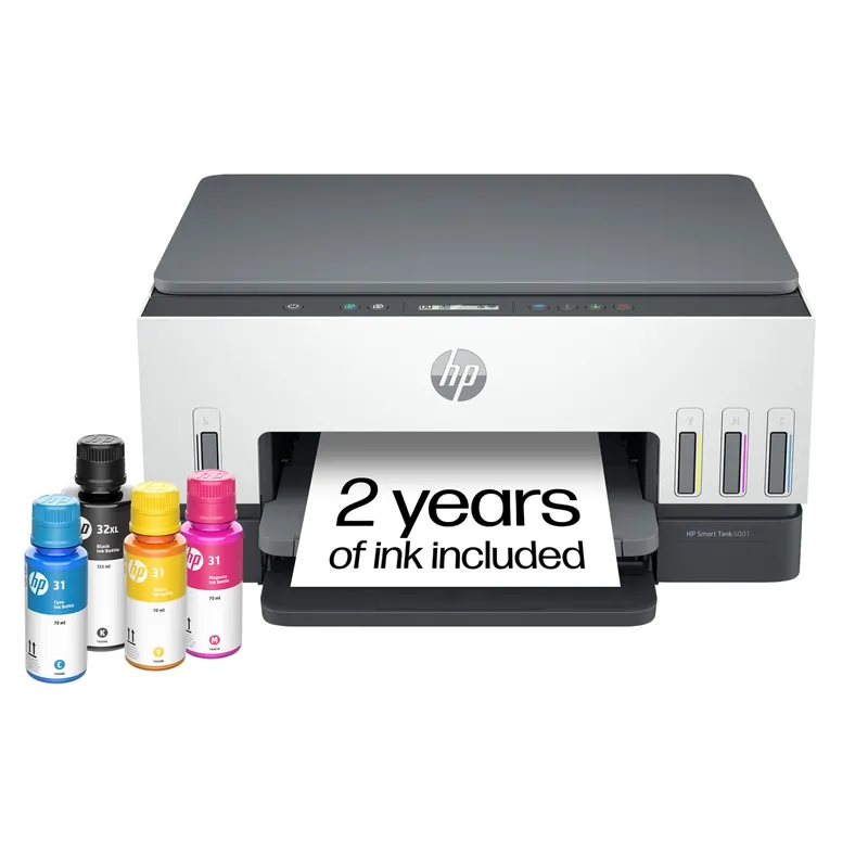 HP Smart Tank 6001 Wireless All-in-One Ink Tank Printer, Scanner, Copier with 2 Years of Ink Included, Best-for-Home