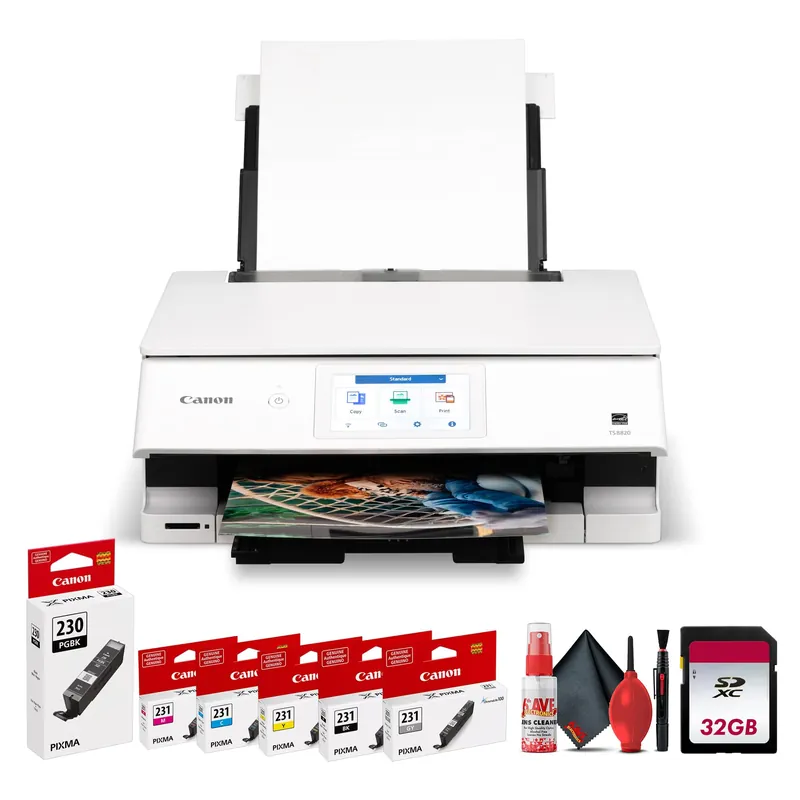 Canon PIXMA TS8820 Wireless All-in-One Inkjet Printer Print Copy Scan High-Resolution Photo Color Output for Home Office