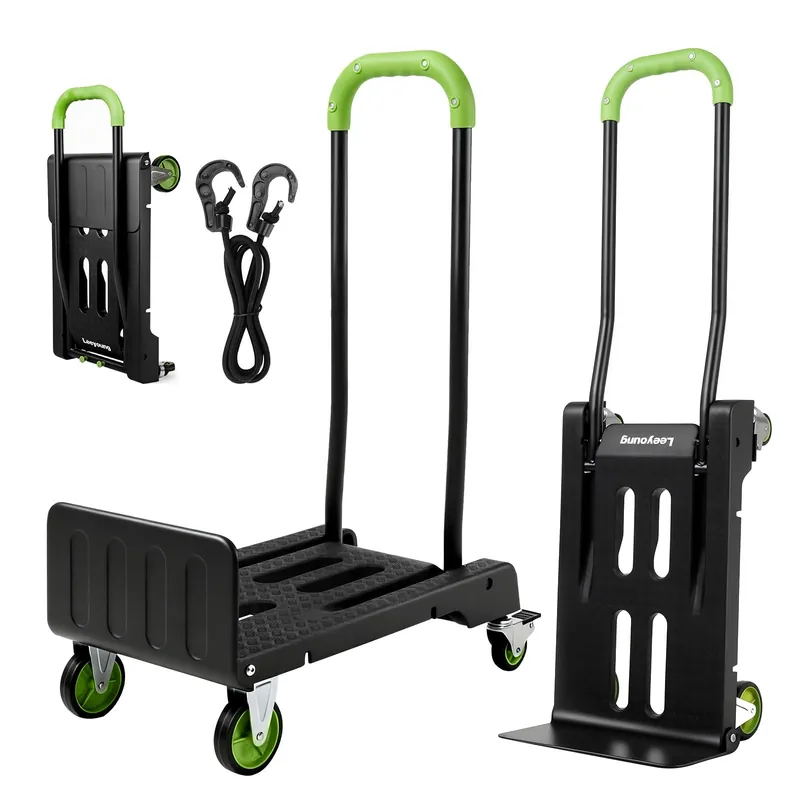 2-in-1 Folding Hand Truck & Dolly Cart, Convertible Hand Truck with Flat Platform