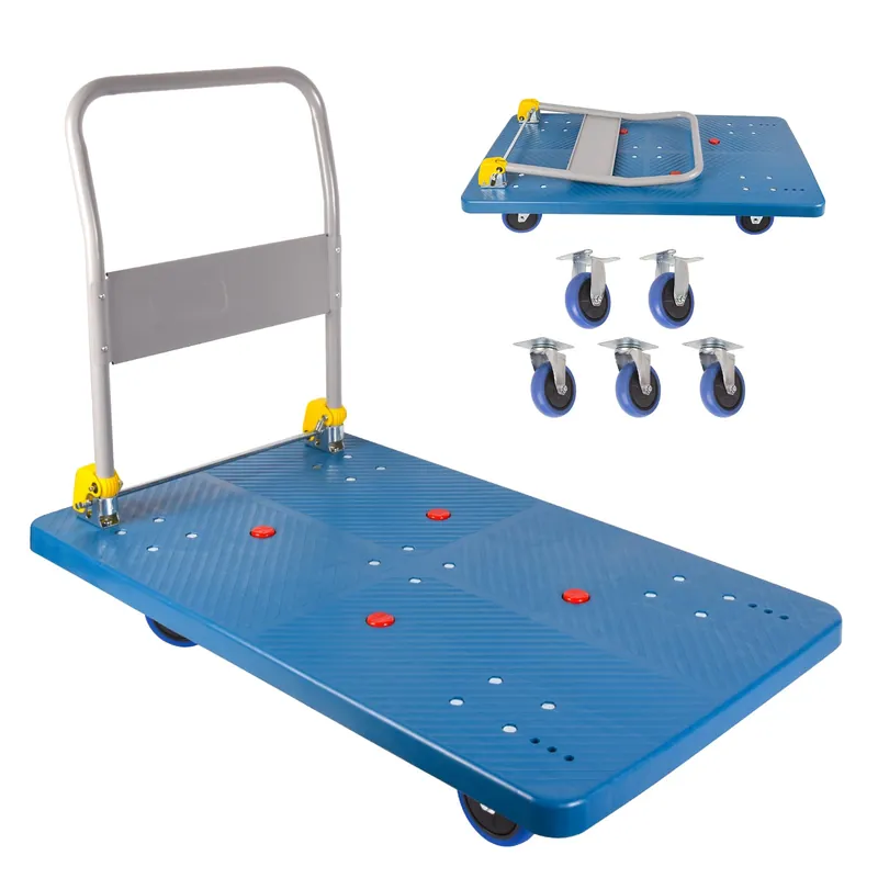 Heavy Duty Moving Platform Hand Truck, Moving Flatbed Cart Push Cart Platform Dolly Cart for Groceries, Warehouse