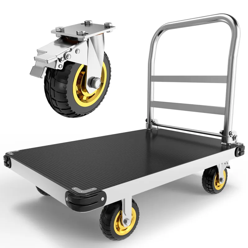 Extra Large Platform Truck Cart, 44 x 28 Heavy Duty Push Cart Dolly 2500 LBS Capacity