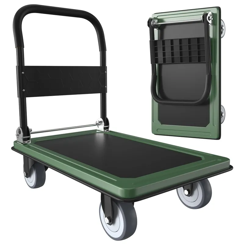 Push Cart, Folding Mobile Platform Trolley,Thickened and Reinforced, 360° Swivel Wheels
