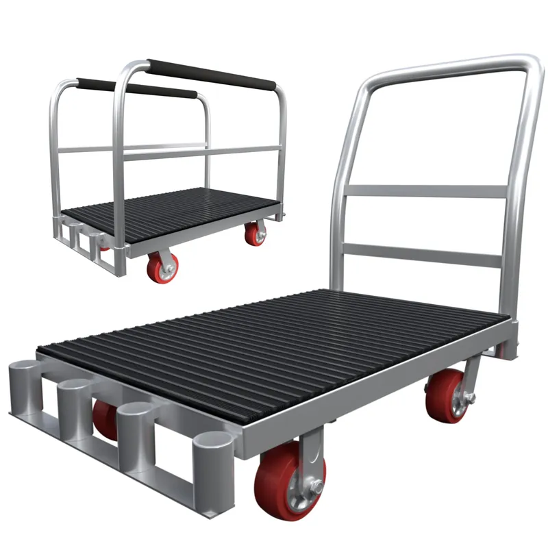 2IN1 Heavy Duty Panel Truck, 42" x 24" Platform Cart w/Rubber Mat & 3 Handrails, 2500 lbs Capacity Drywall & Lumber Cart