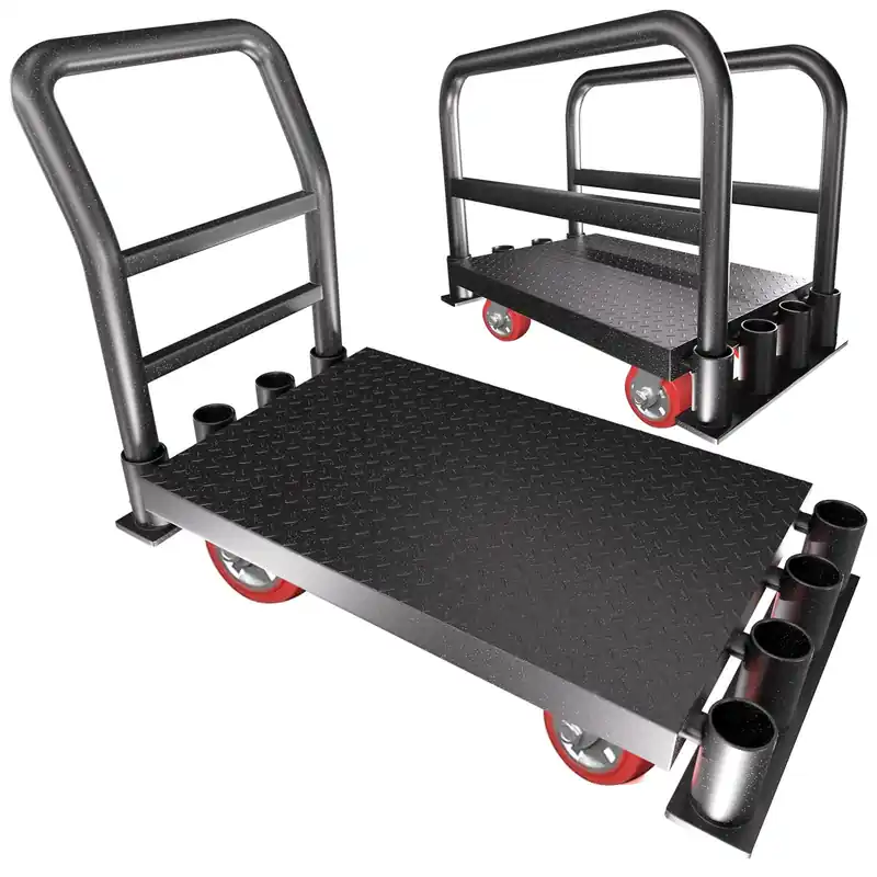 Flatbed Cart w/1Front&2 Side Handrails,2200 lbs Capacity Drywall Cart&Lumber Cart, Platform Truck w/2 Swivel Casters