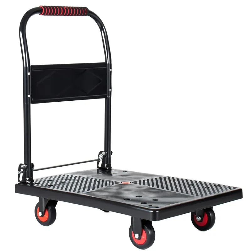 330 lb Folding Platform Truck Cart with 4" Silent TPR Wheels, Heavy Duty Flatbed Push Cart Dolly