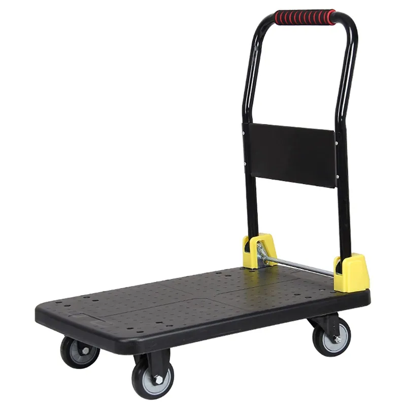 ruck Cart Foldable Push Hand Cart for Loading and Storage Platform Truck Trolley with 360 Degree Swivel Wheels Large