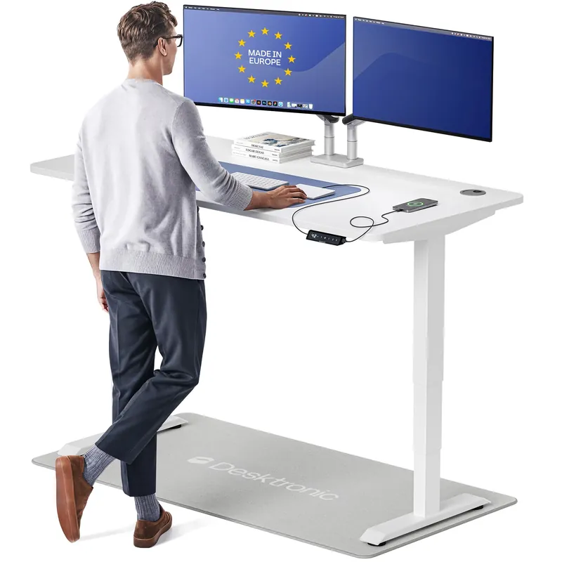 Desktronic HomePro Standing Desk 60x30 — Made in Europe, Ergonomic Sit Stand Home Office Desk, Electric Height Adjustable, Dual Motor
