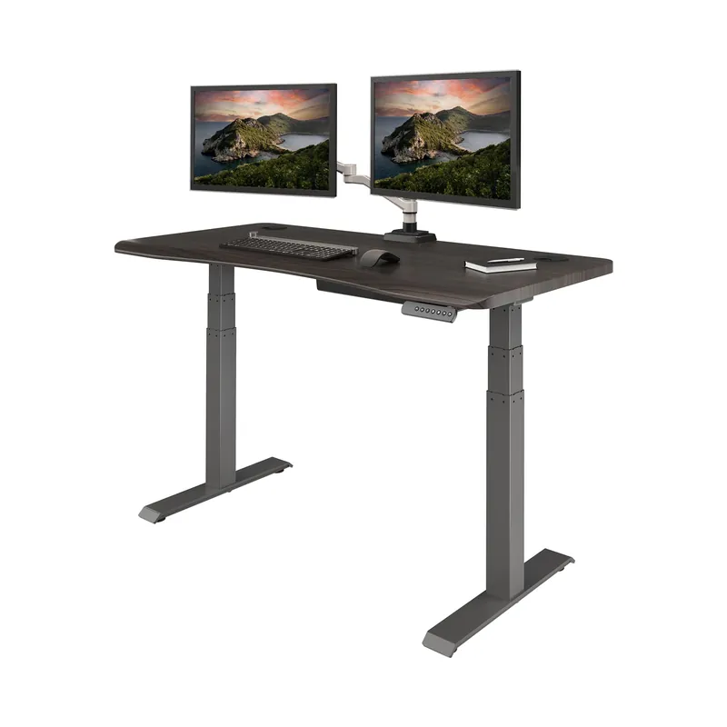 Electric Standing Desk – Height Adjustable Sit Stand VariDesk + Curved Waterfall Edge, 4 Memory Settings