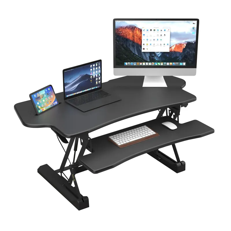 Mount-It! Standing Desk Converter, 48" Wide Sit Stand Desk Riser with Dual Gas Spring Handles