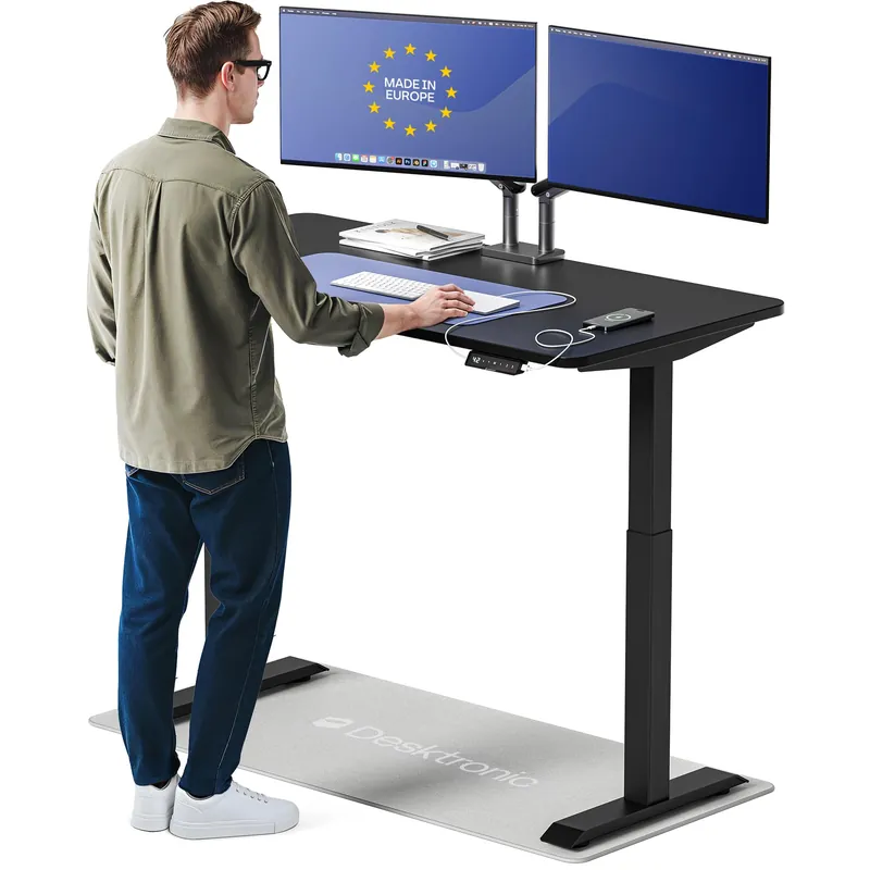 Desktronic HomeOne Standing Desk 54x28 — Ergonomic Sit Stand Home Office Desk, Made in Europe
