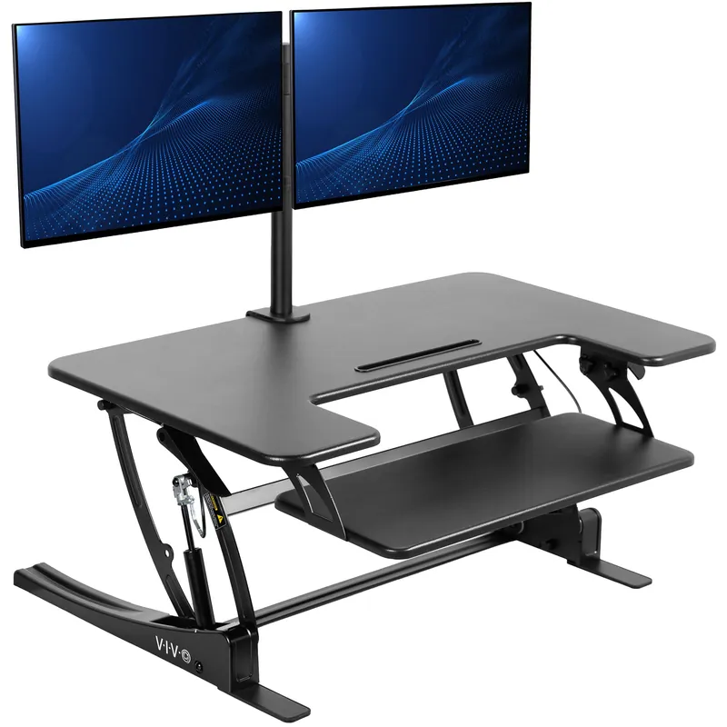 VIVO 36 inch Standing Desk Converter with Dual Monitor Mount Arms for up to 30 inch Screens