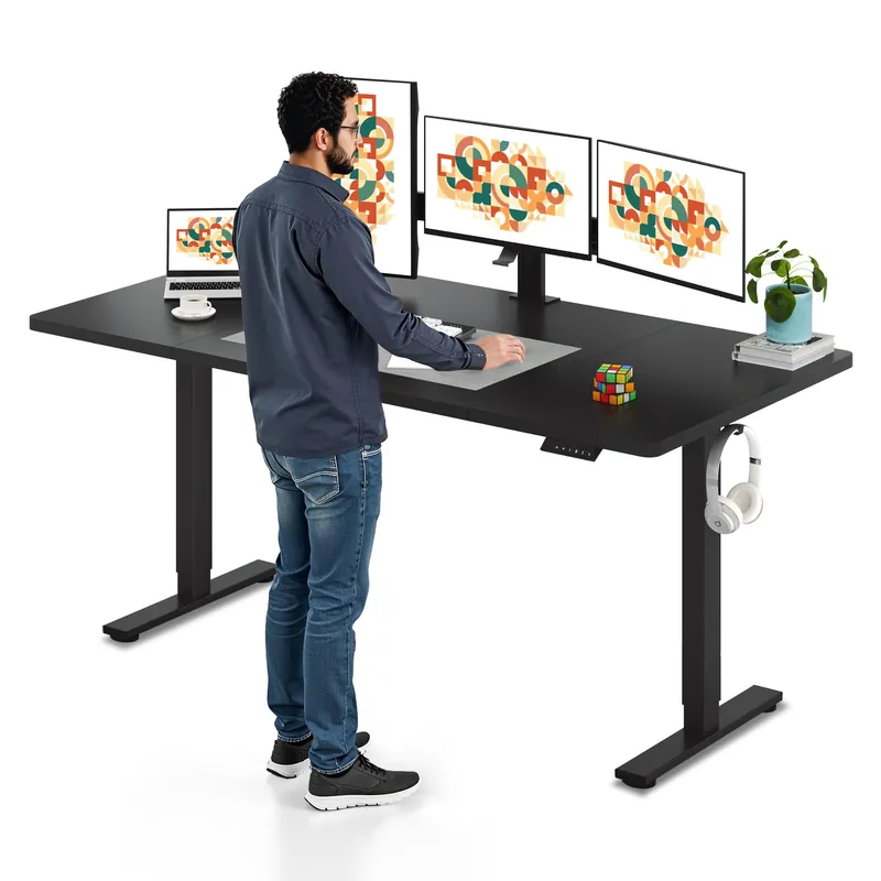 Standing Desk, 71 x 32‘‘ Height Adjustable Sit Stand Desk with Large Splice Board Desktop Ergonomic Memory Presets Computer