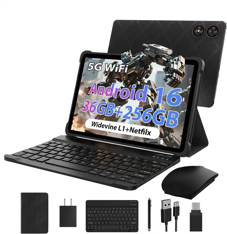 11 Inch Tablet Android 16 Tablets with Keyboard, 36GB RAM + 256GB ROM (2TB Expand