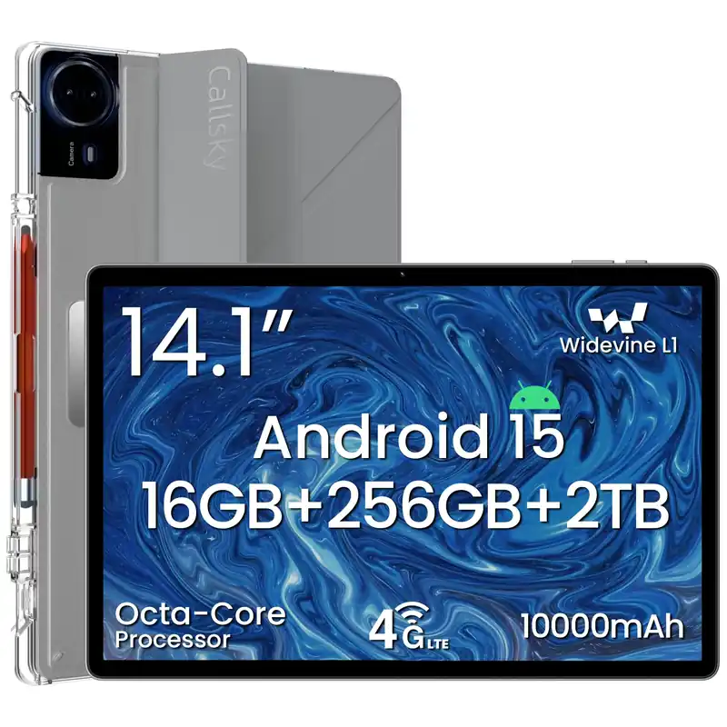 14 Inch Android 15 Tablet, 16GB RAM+256GB ROM, 1920x1200 FHD IPS Display