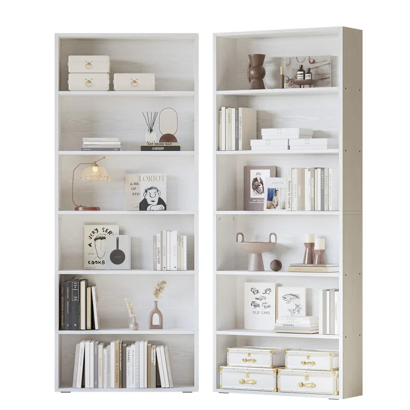 Bookshelves and Bookcases Set of 2 Floor Standing 6 Tiers Display Storage Shelves