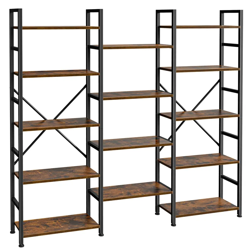 Bookshelf, Bookcase with 14 Open Display Shelves, Wide Book Shelf Book Case for Home & Office
