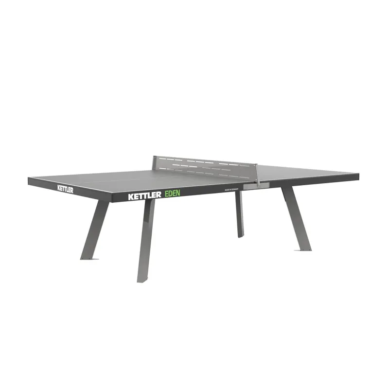 KETTLER Eden Weatherproof Stationary Outdoor Table Tennis Table with Galvanized Steel Legs and Permanent Net and Post System