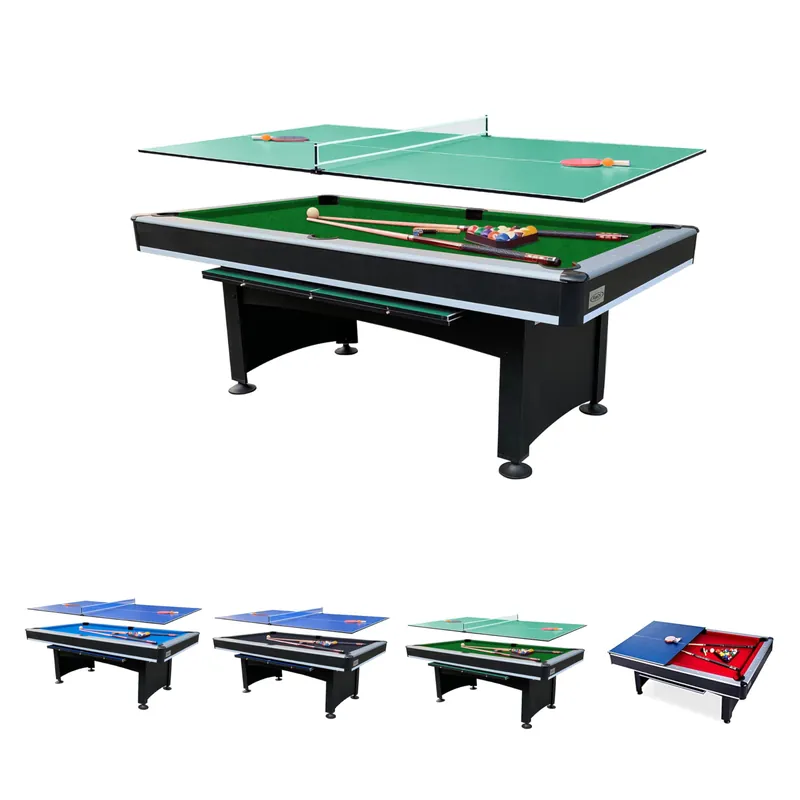 RACK Scorpius 7-Foot Multi-Game Pool Table (Green Felt with Black Body) - Full-Size Billiards with Table Tennis Top