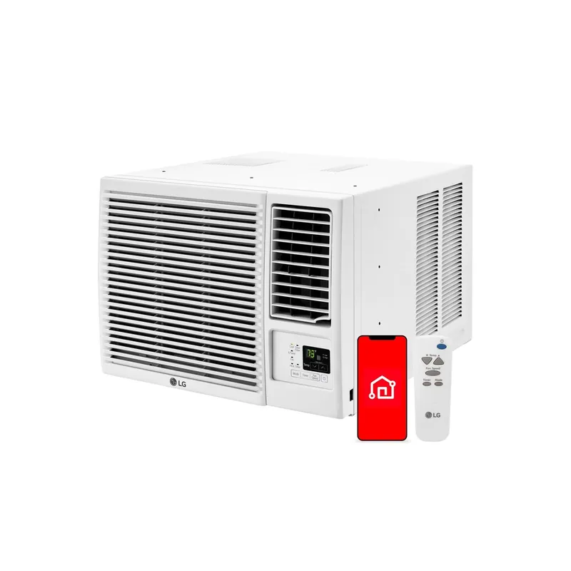 LG 23,000 BTU Smart Window Air Conditioner with Heat, 230V, Air Conditioner Cools Rooms up to 1,400 Sq.Ft., Smartphone & Voice Control works with Remote, White