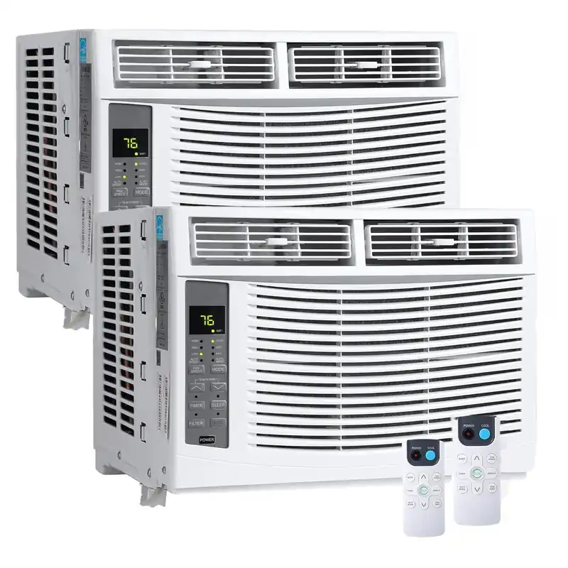 Smart 6000 BTU Window Air Conditioner, Cools Up to 250 Sq.Ft – Quiet 50 dB, WiFi & Remote Control, Multiple Cooling & Fan Modes, Washable Filter, Easy Install – For Bedroom, Office, Dorm