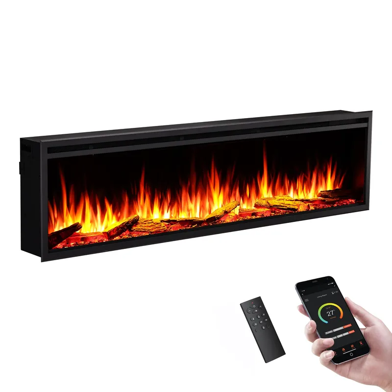LegendFlame 72" W Smart Wall Mount & in Wall Recessed Electric Fireplace Insert, Heater 750W/1500W, Multi Colors of Flame & Fuel Bed, Alexa/Google Assistant Enabled