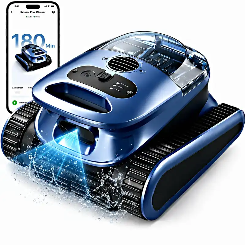 Automatic Robotic Pool Vacuum Cleaner for Inground & Above Ground Pools,Cordless Pool Vacuum Robot Wall Climbing Waterline Cleaning, Smart Navigation, 180-Min Runtime up to 2150 Sq. Ft., Self-Parking